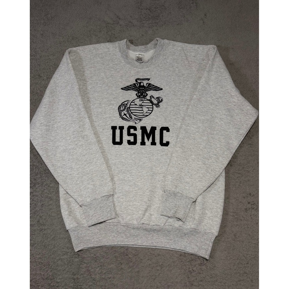 Military Threads USMC Sweatshirt Mens Small Gray Marine Corps PT Crewneck